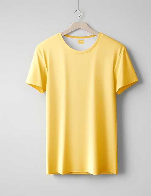 T-Shirt giallo in bianco concetto di mockup con abiti semplici