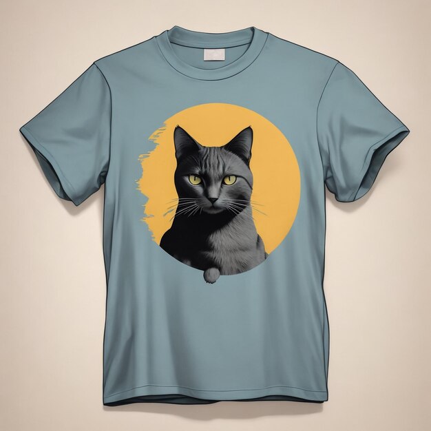 T-shirt grigia gatto carino sfondo bianco una maglietta grigia adornata con un gatto adorabile e affascinante