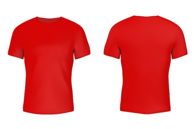 T-shirt in bianco rossa del primo piano con spazio vuoto per il tuo design su sfondo bianco. Rendering 3D