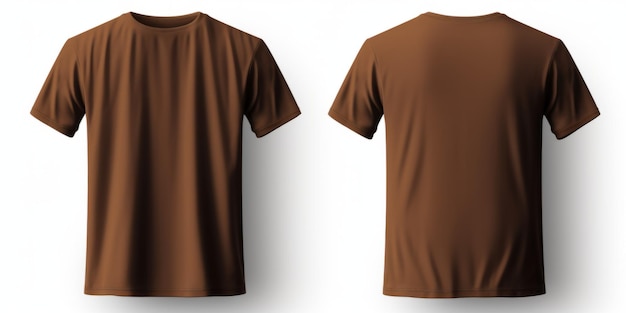 T-shirt marrone Mockup anteriore e posteriore AI generativa