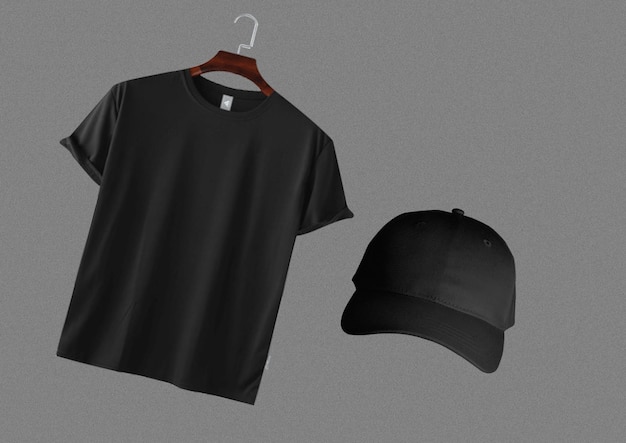 T-shirt nera mock up per l'amplificatore del 2023