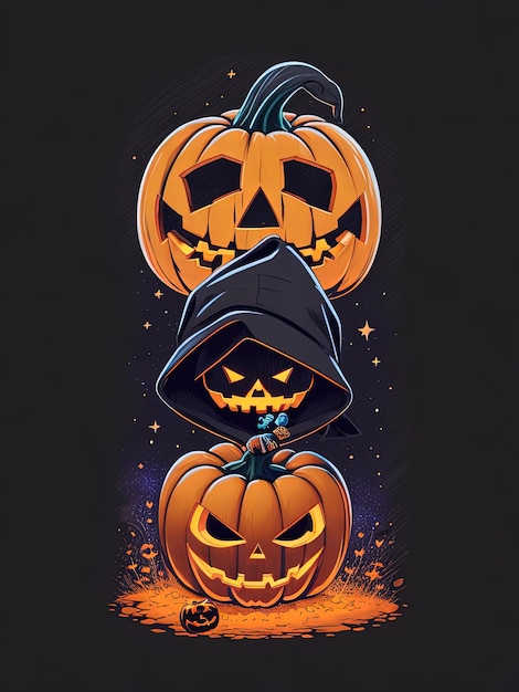 T-shirt spettrali di Halloween disegna graziosi felpe con teschi e zucche e adorabili adesivi fantasma