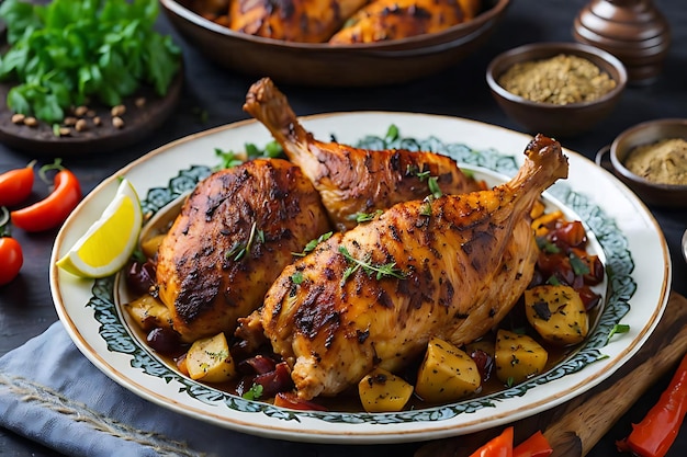 Tabaka di pollo al forno con spezie