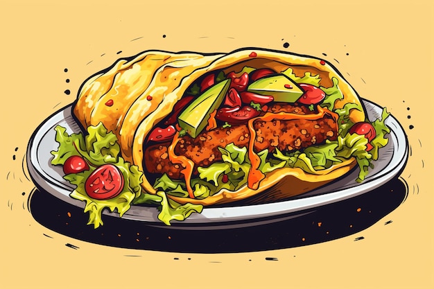 Taco messicano disegnato a mano