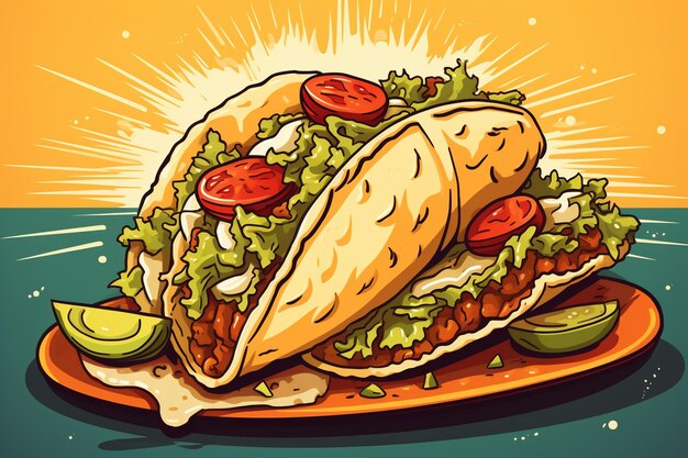 Taco messicano disegnato a mano