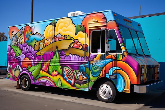 Taco Truck con murale colorato e atmosfera vivace