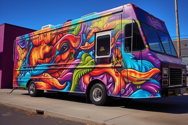 Taco Truck con murale colorato e atmosfera vivace