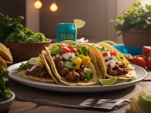 tacos con carne e verdure in stile messicano