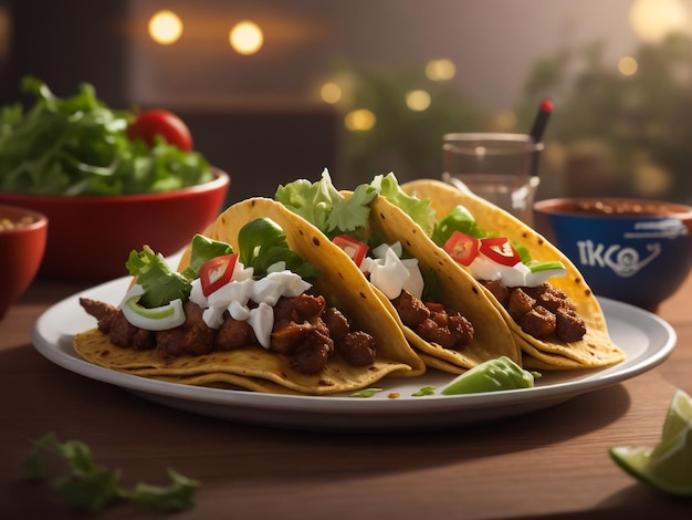 tacos con carne e verdure in stile messicano