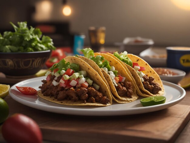 tacos con carne e verdure in stile messicano