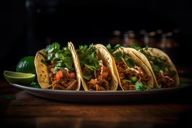 Tacos con coriandolo e salsa con verdure