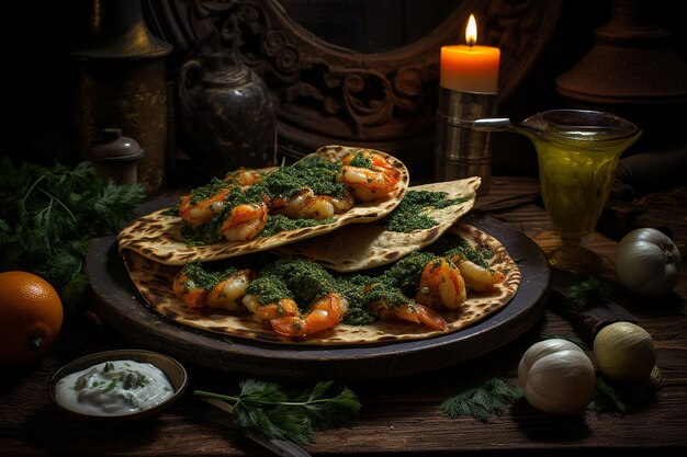 Tacos con gamberetti al tequila