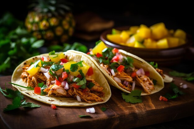 Tacos con pollo al curry di mango