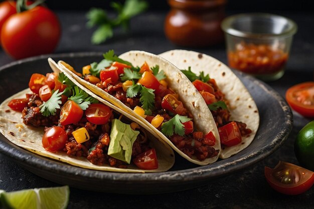 Tacos con salsa di pomodoro arrostito