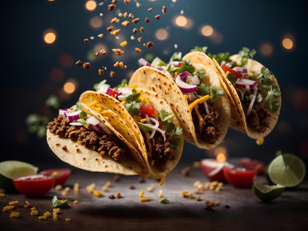 Tacos di carne messicani cibo di strada delizioso e popolare che può essere facilmente preparato a casa Pubblicità