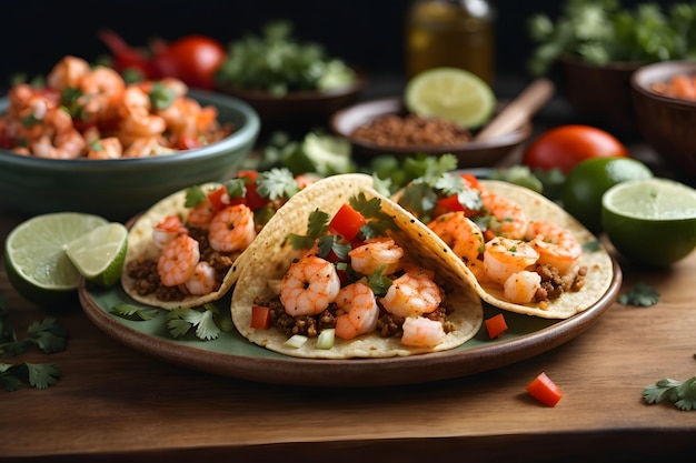 Tacos di gamberetti al peperoncino e lime