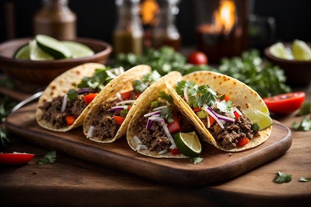 Tacos freschi con carne e verdure