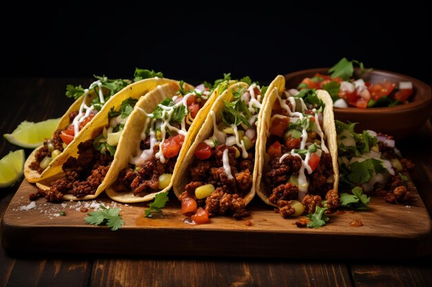 Tacos piccanti di cibo messicano Generate Ai