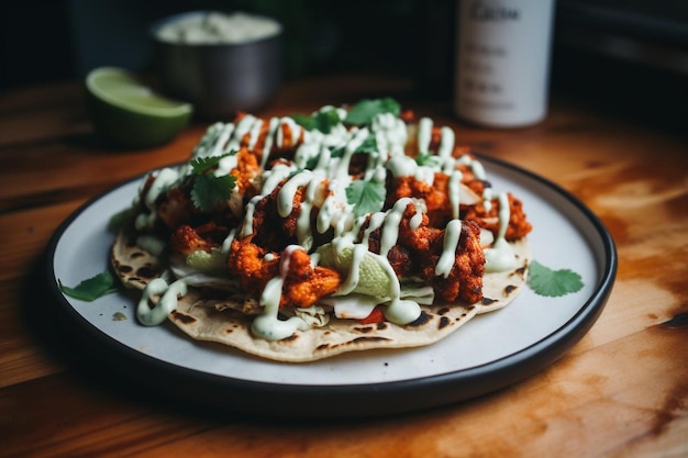 Tacos vegani al cavolfiore di bufalo con avocado cremoso D