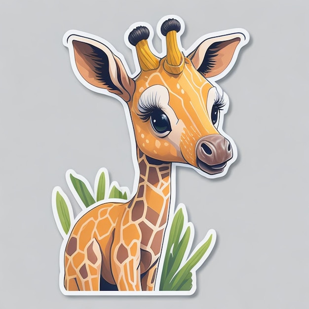 Taglia il design dell'adesivo con il tema della giraffa generato dall'intelligenza artificiale
