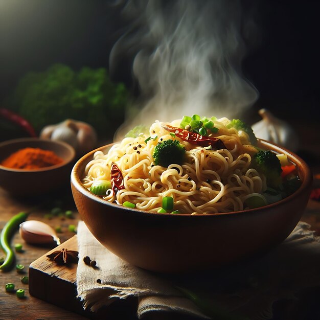 tagliatelle e verdure fritte