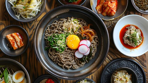 tagliatelle fredde di grano saraceno Naengmyeon