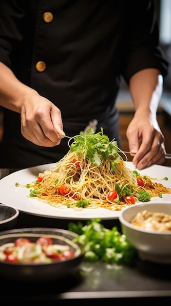 Tagliatelle fredde in stile taiwanese con salsa di arachidi e sesamo