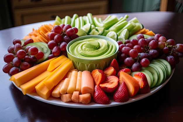 Tagliere di frutta e verdura fresca perfetto per una sana merenda