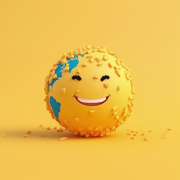 Taglio attraverso l'illustrazione minimalista del mestiere di carta di giorno di Emoji nello stile 3D