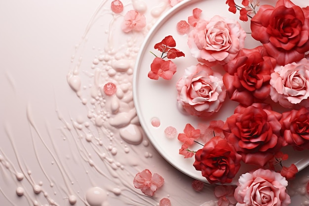 taglio di torta nuziale decorata con rose foto di alta qualità