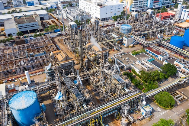 Tai Po, Hong Kong 19 maggio 2019: Vista dall'alto della fabbrica industriale