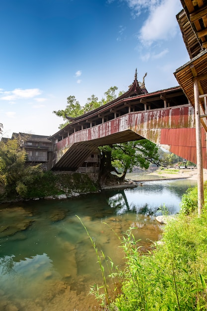 Taishun Lounge Bridge antico nella provincia di Zhejiang, Cina