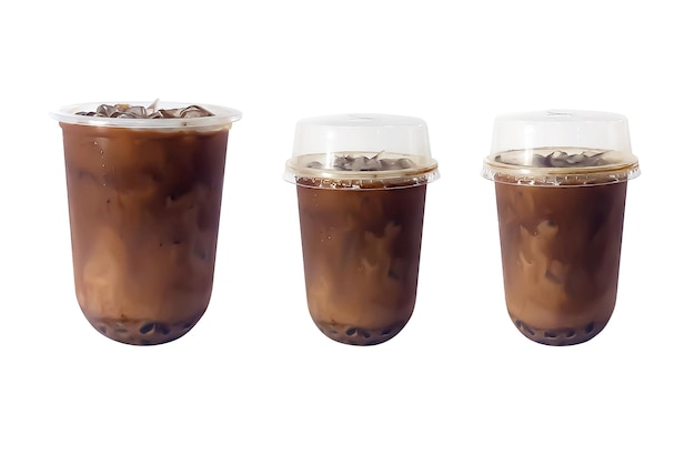 Taiwan bubble milk tea on white background with double chocolate or cocoa