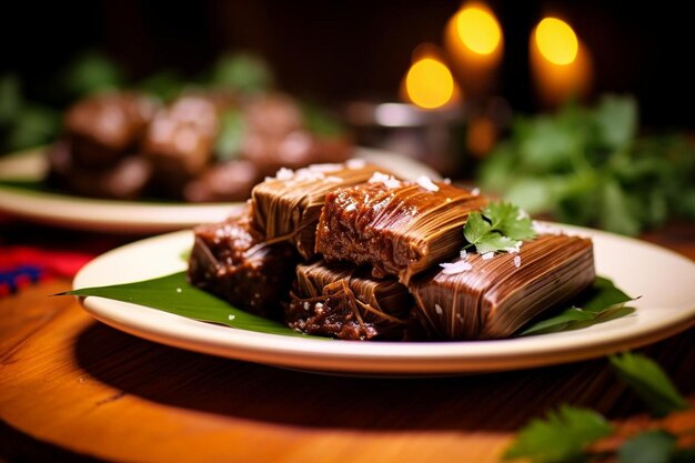 Tamales di maiale Mole Rojo aromatico