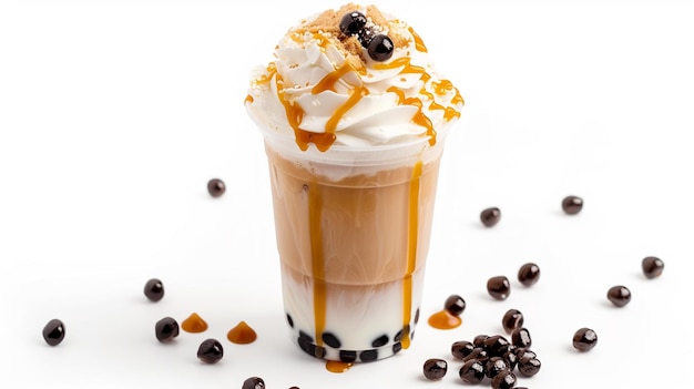 Tapioca boba palle caffè frappe caffè freddo asiatico bevanda con tapioca palle frustate generativo Ai