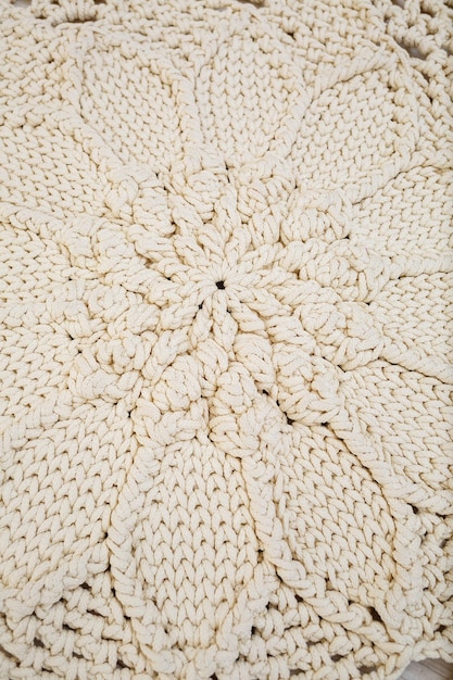 Tappeto fatto a mano lavorato a maglia con fili naturali pavimenti in cotone naturale Tappeto fatto a mano beige Oggetto decorativo lavorato a maglia