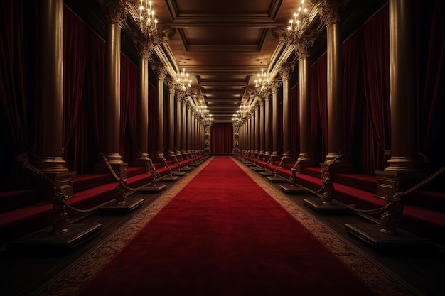 tappeto rosso bfilm nero nello stile di paesaggi fotorealistici rosso scuro e beige scuro