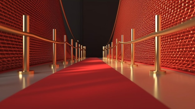 tappeto rosso e barriera dorata