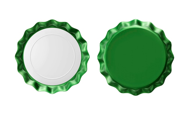 Tappo di bottiglia verde isolato su sfondo bianco rendering 3d
