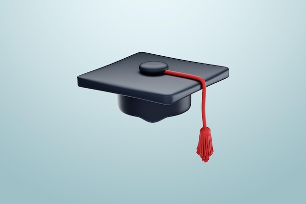 Tappo di laurea su sfondo chiaro Il costo dell'istruzione Prestiti universitari Scuola superiore o laureata Illustrazione 3D Rendering 3D Design moderno stile rivista