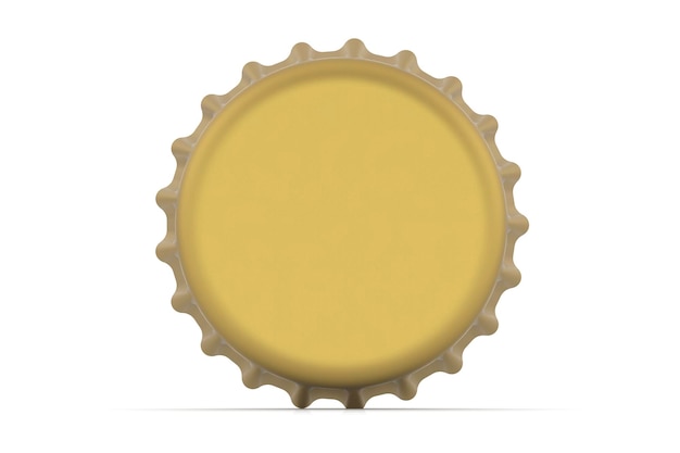 Tappo dorato della bottiglia di birra isolato