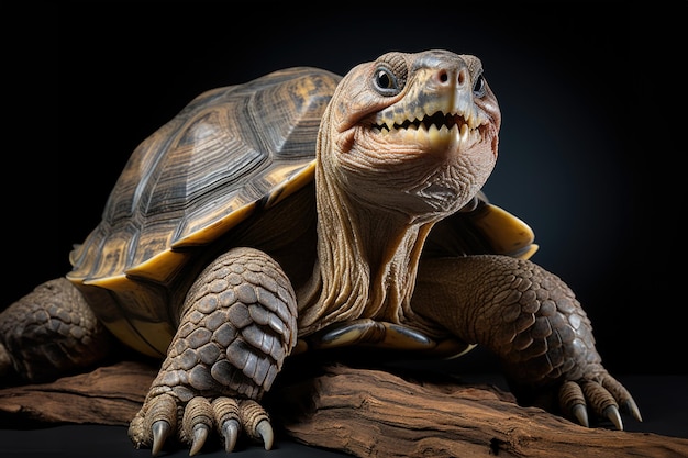 tartaruga gigante delle galapagos su sfondo scuro