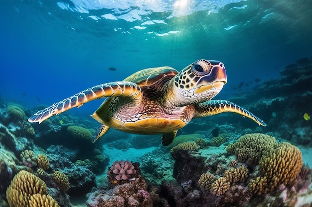 Tartaruga marina nella carta da parati dell'oceano