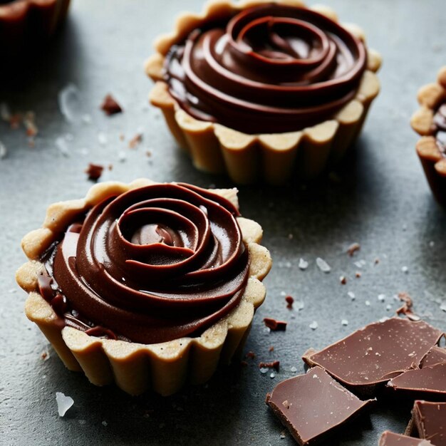 Tartelle di cioccolato con crema di cioccolate