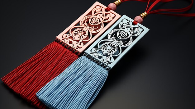 Tassel Bookmark colore rosso e blu nello stile