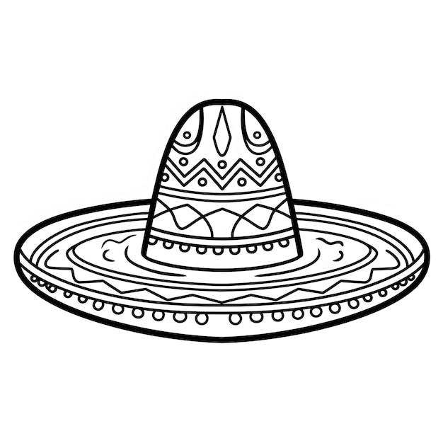 tatuaggio tradizionale in linea nera con un sombrero messicano