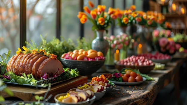 Tavola con cibo e frutta