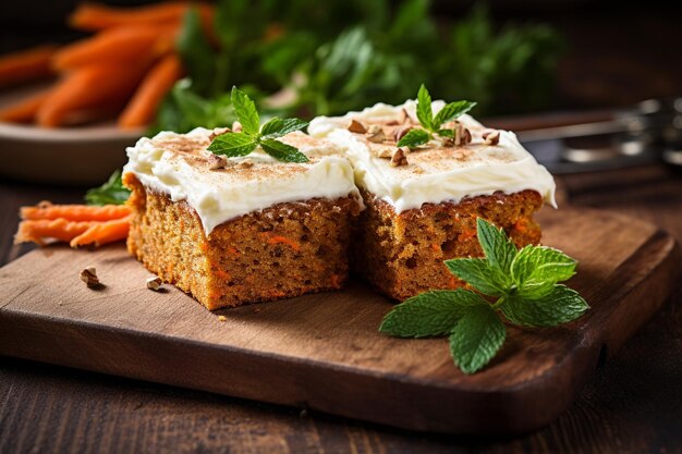 Tavola con deliziosa torta di carota in primo piano sul tavolo