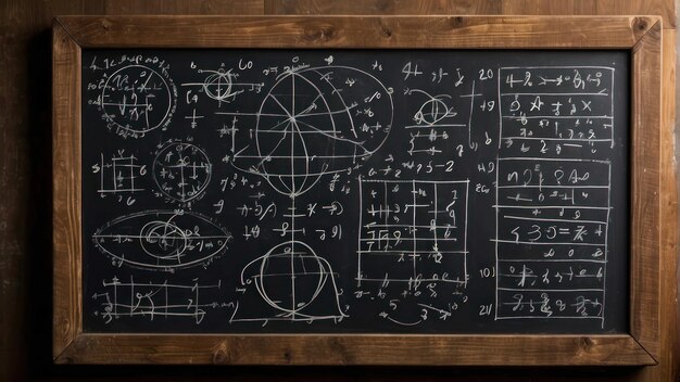 Tavola con equazioni e formule matematiche