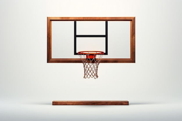 Tavola da basket con cerchio su sfondo bianco